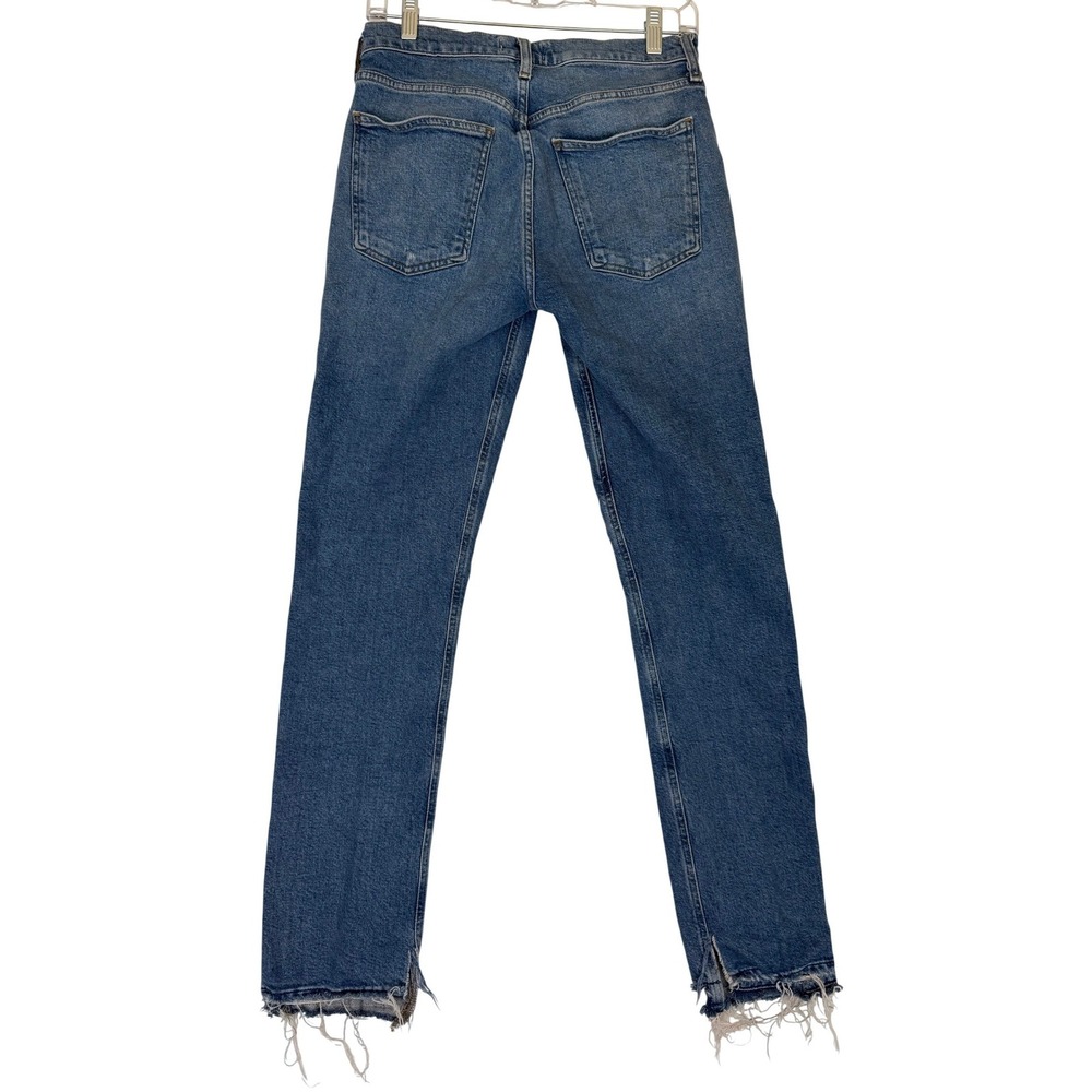 AGOLDE Lyle Low Rise Slim Jeans 5-Pocket Raw Hem Light Wash Stretch Size 27 - Picture 2 of 13